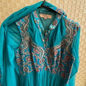 Designer Gaurav Gupta  turquoise blue Anarkali